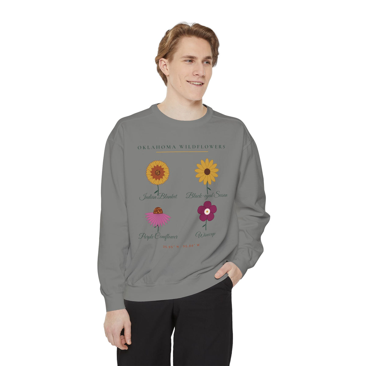 Oklahoma Wildflower Field Guide Crewneck Sweatshirt | Comfort Colors