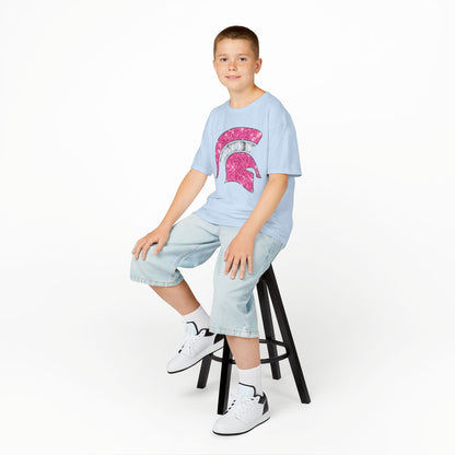 Bixby Spartan Pink Helmet Bling Youth Gildan Tee
