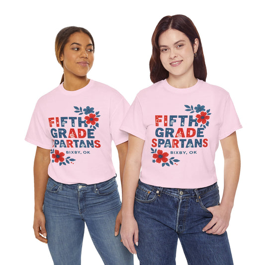 Floral Fifth Grade Spartan Gildan Tee