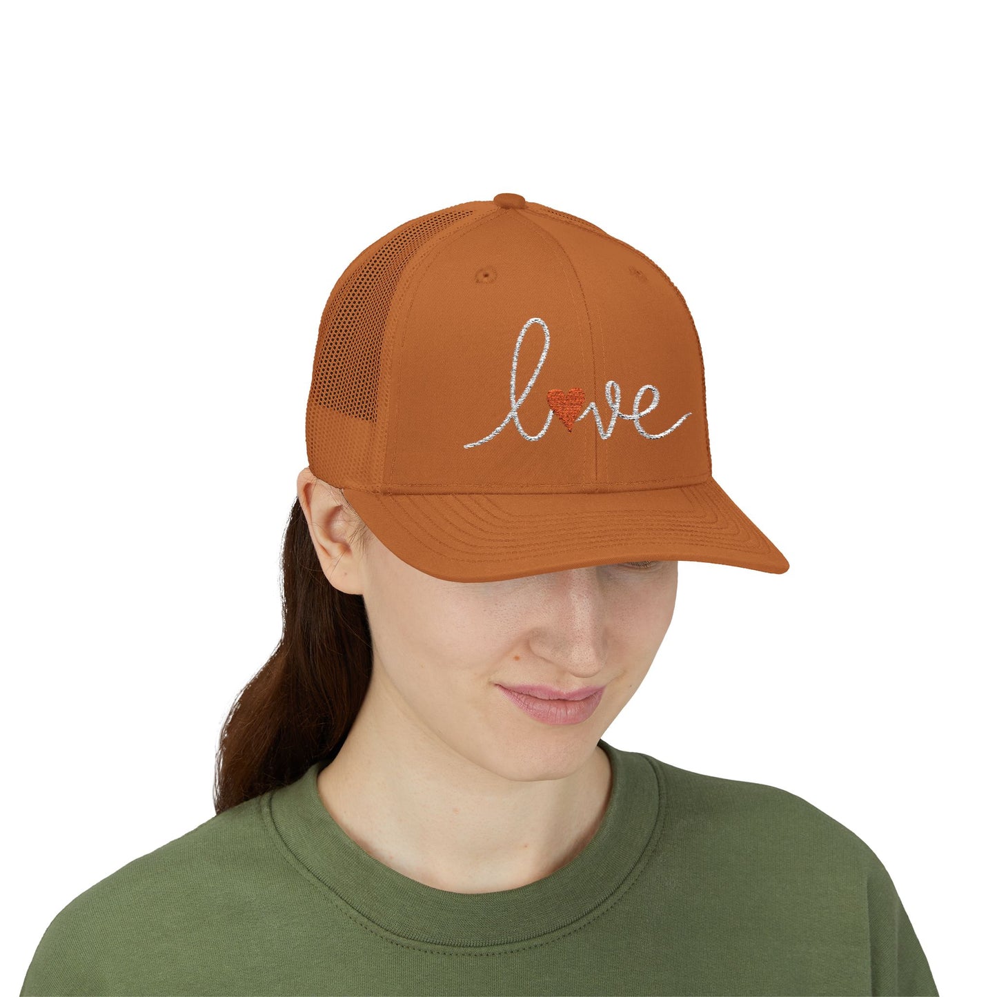 Love Script Snapback Trucker Cap | Sparkle Heart Embroidery
