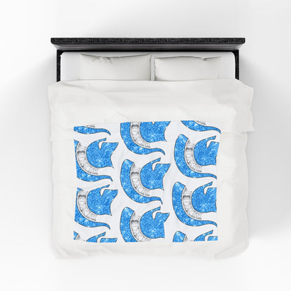 Spartan Blue Bling Logo Velveteen Plush Blanket