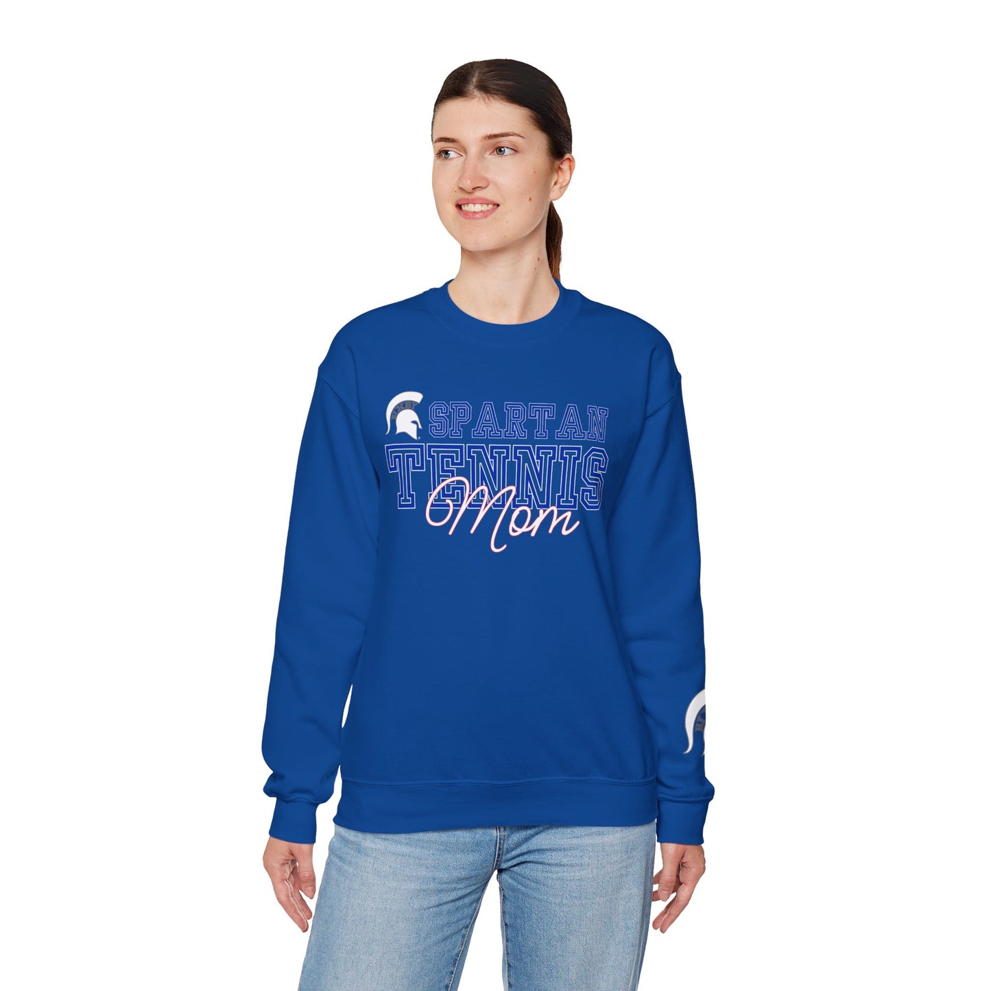 Spartan Tennis Mom Gildan Sweatshirt with Sleeve Print