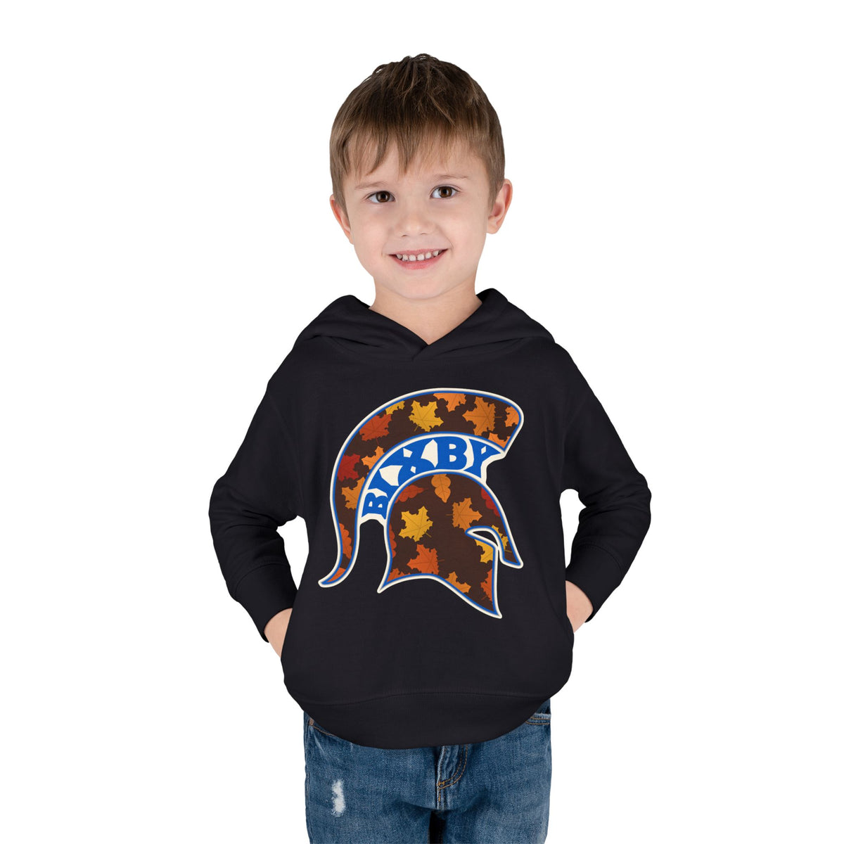 Bixby Spartans Fall Leaves Helmet Toddler Hoodie – Little Spartan Autumn Hoodie