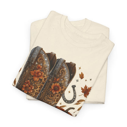 Fall Floral Bling Boots Country Gildan Tee