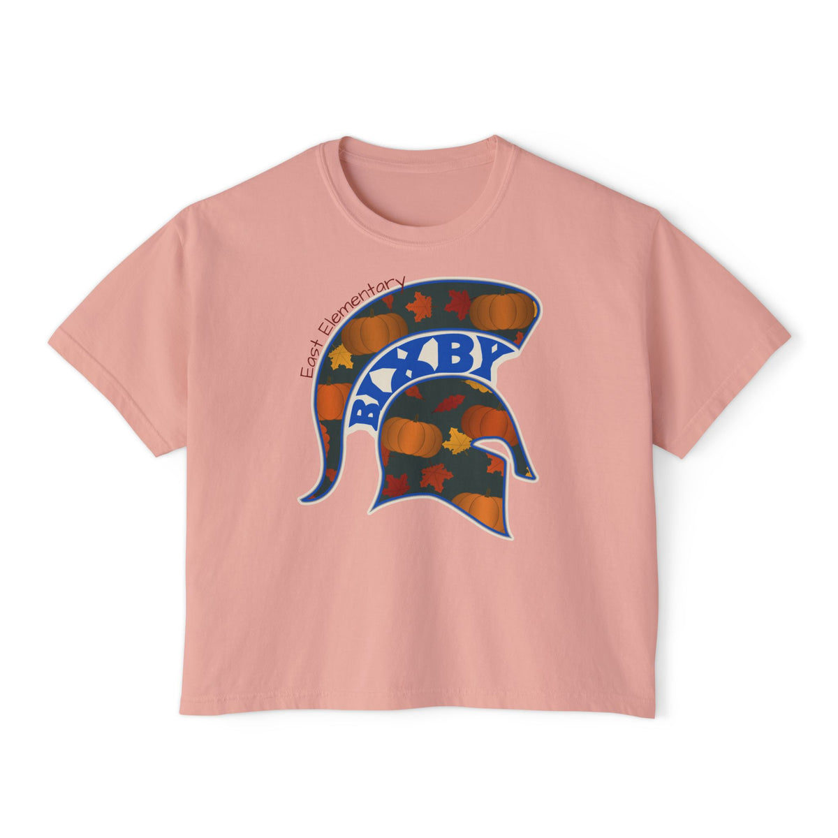 Bixby Spartans East Elementary Pumpkin Patch Helmet Women's Boxy Tee – Fall Mom Shirt