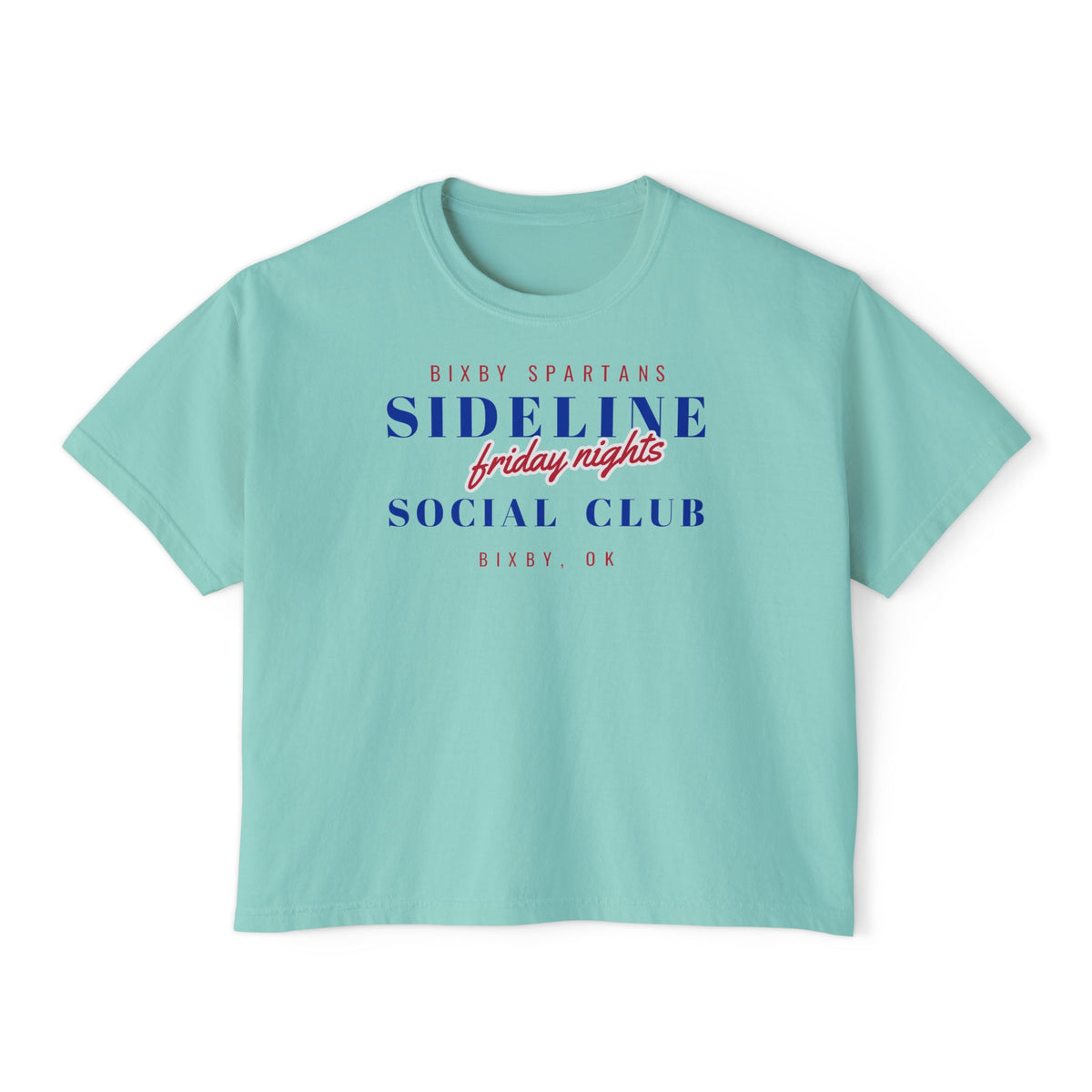 Bixby Spartans Sideline Social Club Friday Nights Women's Boxy Tee – Football Mom Shirt