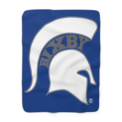 Spartan White Logo Comfy Sherpa Fleece Blanket