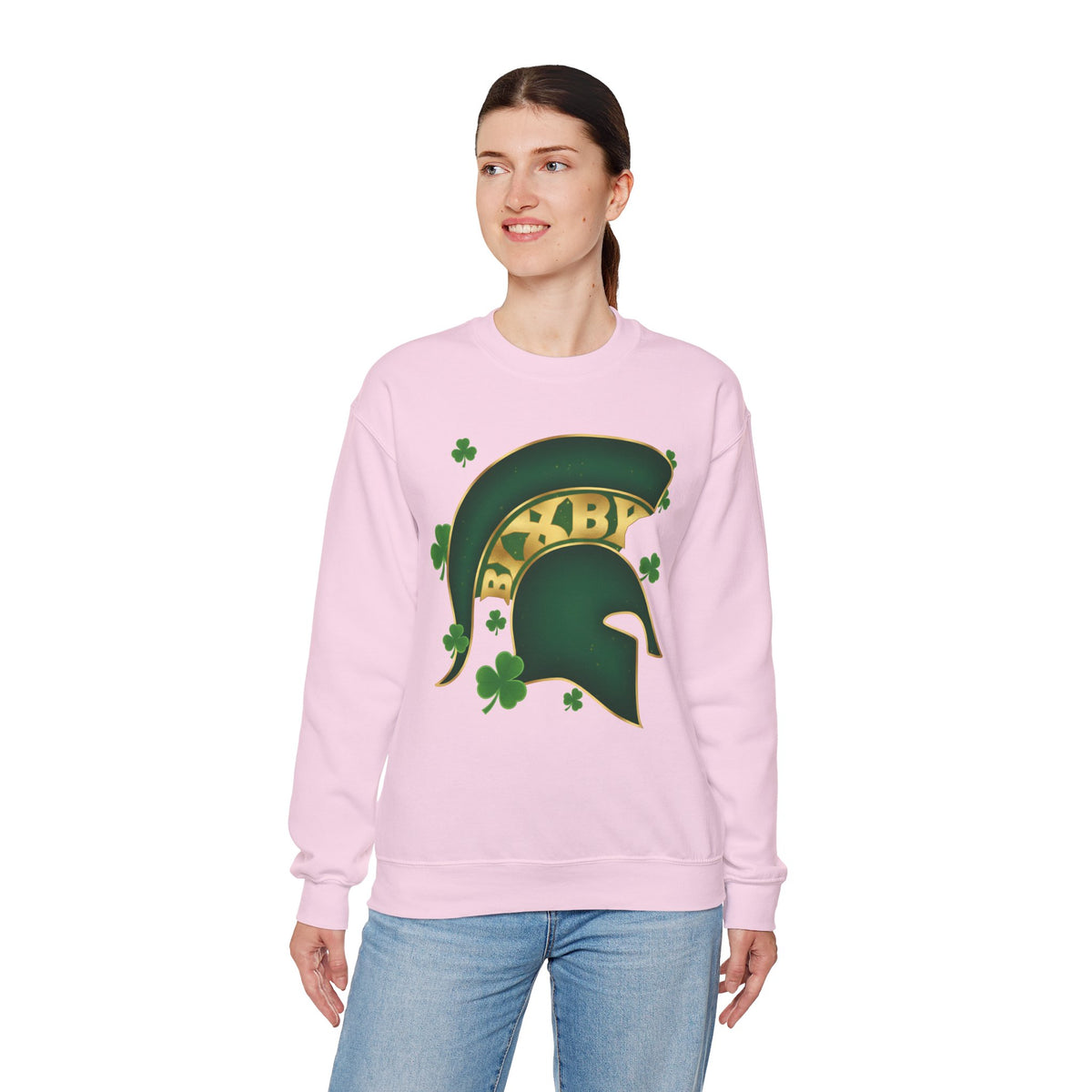 St. Patty's Good Luck Spartan Helmet Adult Gildan Sweatshirt