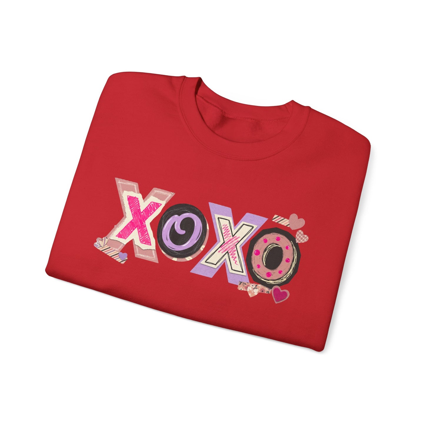 XOXO Heart Pattern Crewneck Sweatshirt | Valentine Love Pullover