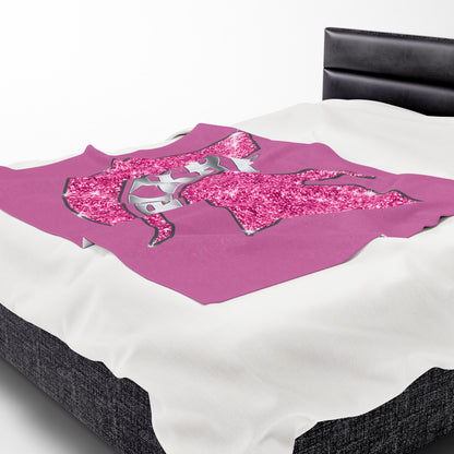 Spartan Pink Bling Logo Velveteen Plush Blanket