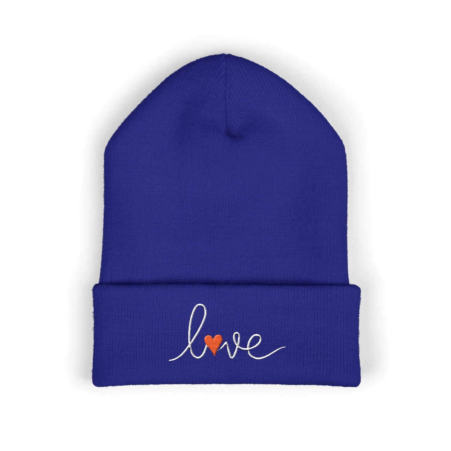 Love Embroidered Cuffed Beanie Cozy Casual Knit