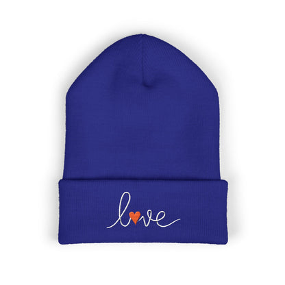 Love Embroidered Cuffed Beanie Cozy Casual Knit