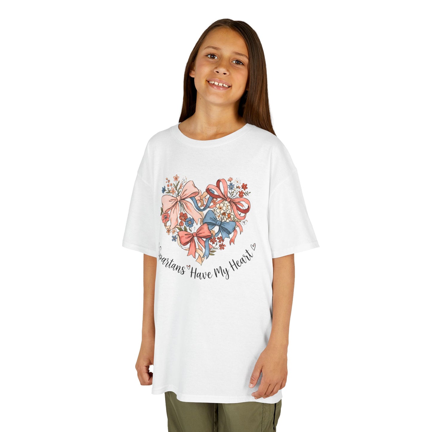 Spartans Have My Heart Floral Youth Gildan Tee