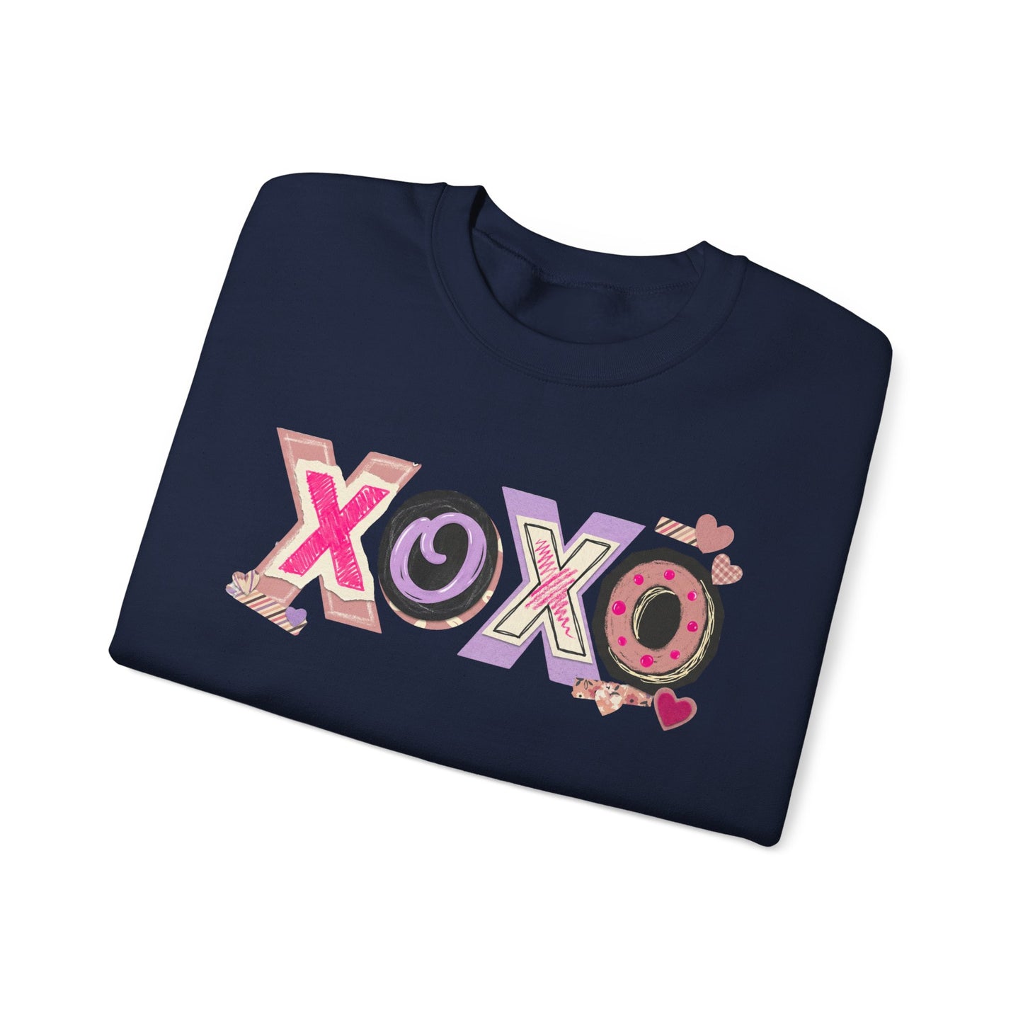 XOXO Heart Pattern Crewneck Sweatshirt | Valentine Love Pullover