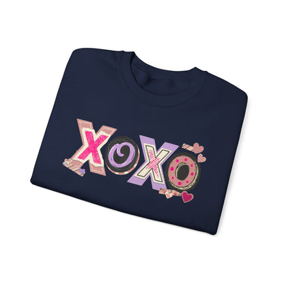 XOXO Heart Pattern Crewneck Sweatshirt | Valentine Love Pullover