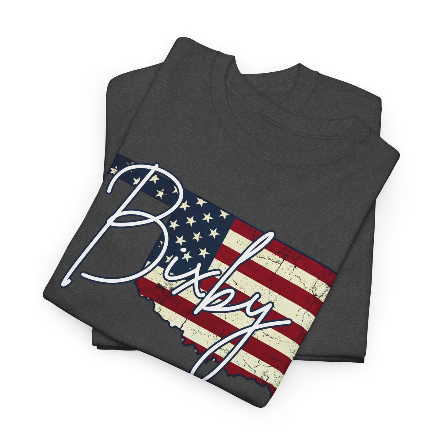 Oklahoma Flag Bixby Script Gildan Tee