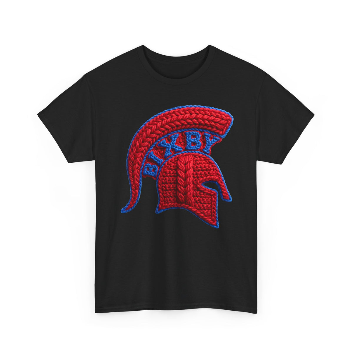 Knit-Print Spartan Helmet Logo Gildan Tee