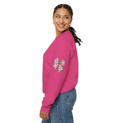 Spartans Have My Heart Crewneck Sweatshirt with Sleeve Bow