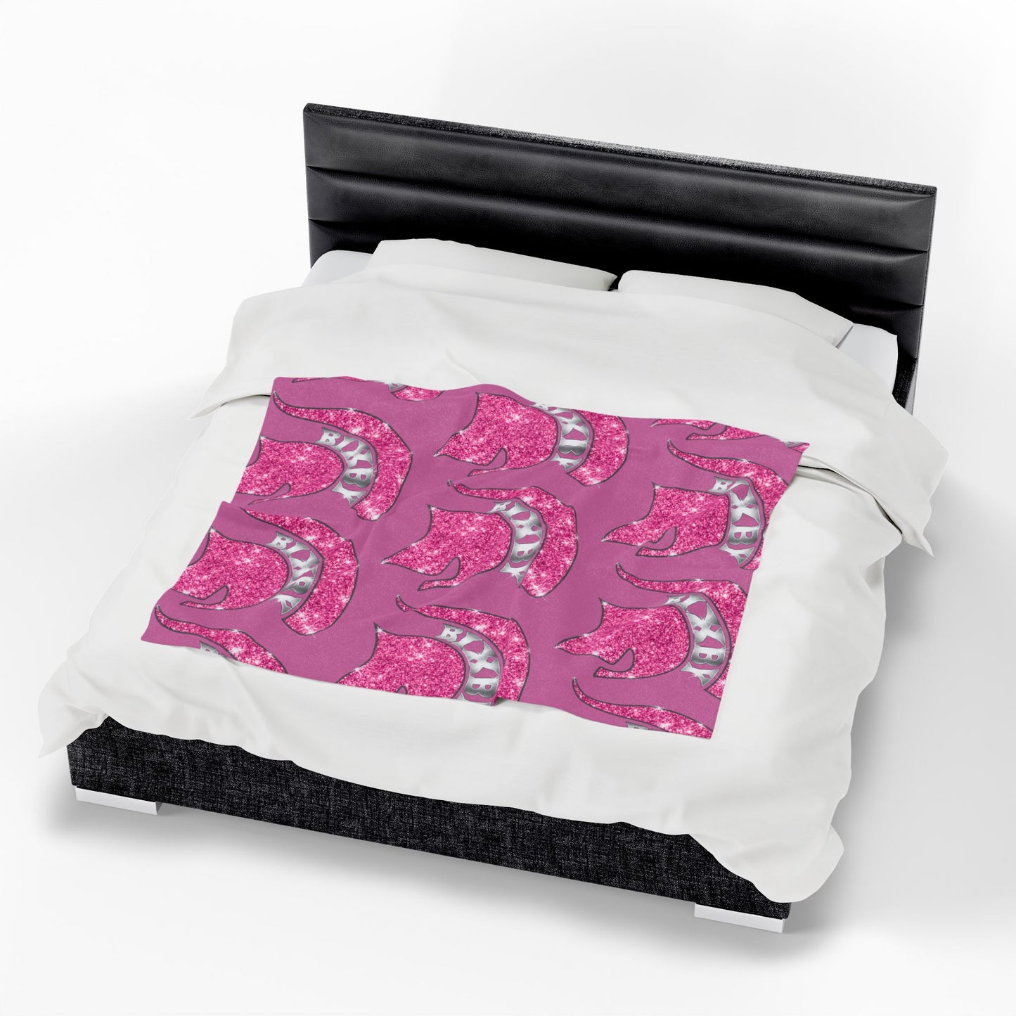 Spartan Pink Bling Logo Velveteen Plush Blanket