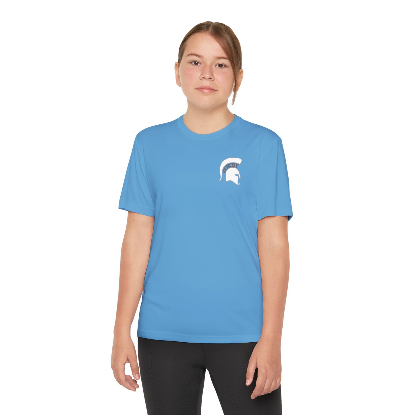Spartan White Logo Youth Sport-Tek Tee