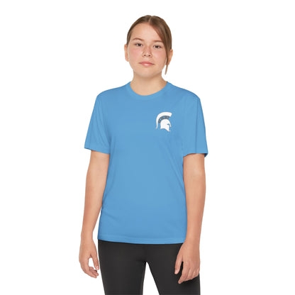 Spartan White Logo Youth Sport-Tek Tee