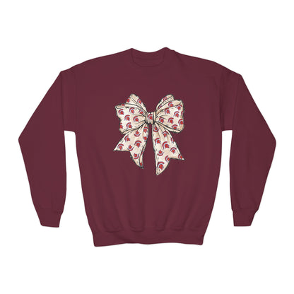 Spartan Helmet Pattered Bow Youth Gildan Sweatshirt