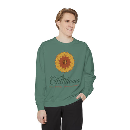 Indian Blanket Garden Script Oklahoma Crewneck Sweatshirt | Comfort Colors