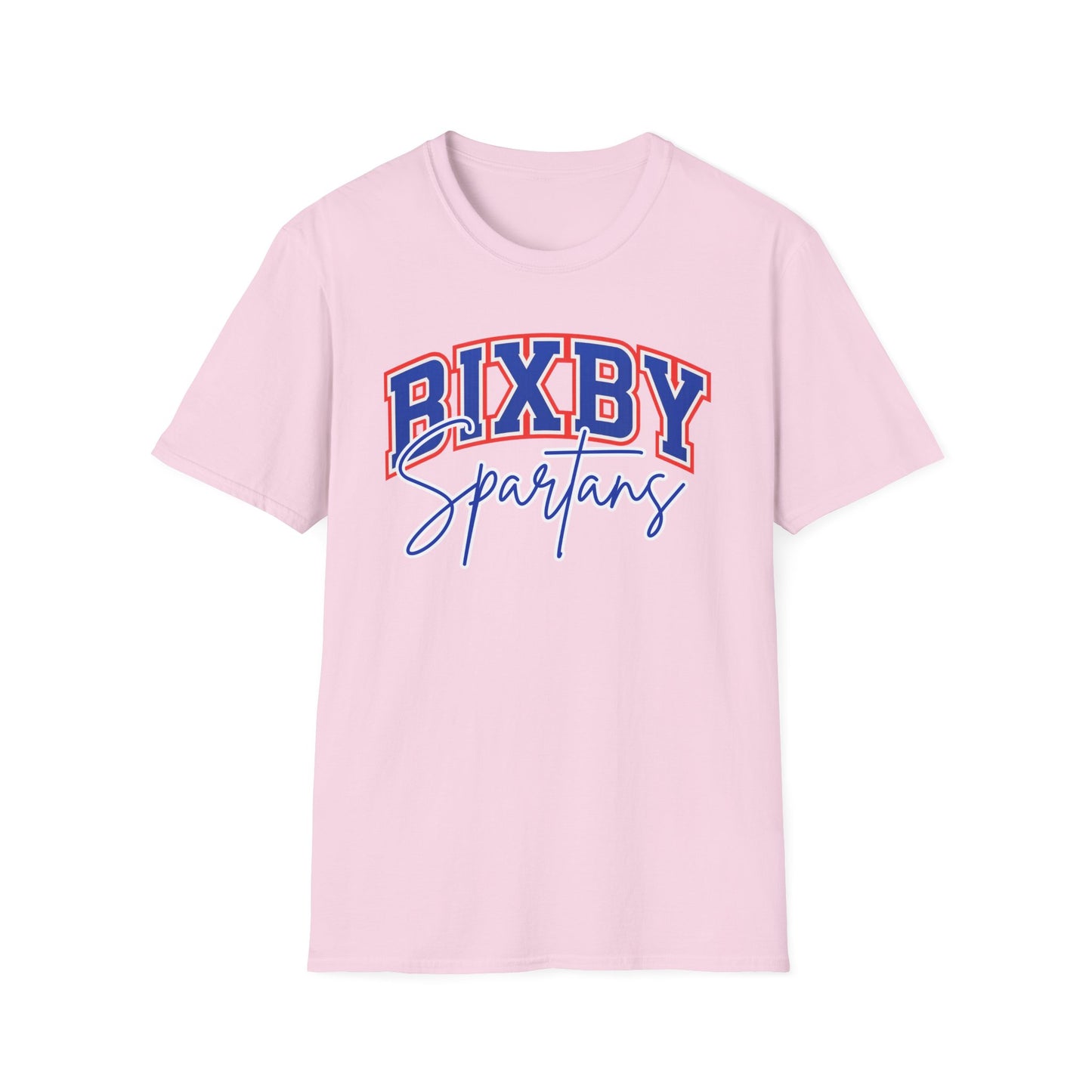 Bixby Spartans Cursive Softstyle Gildan Tee