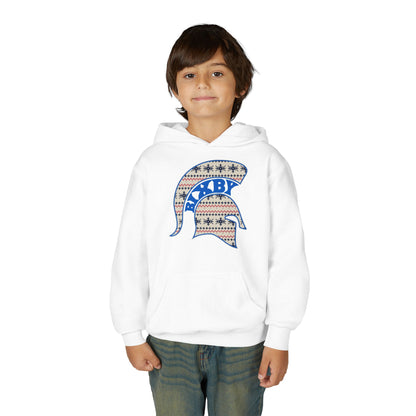 Bixby Spartans Ugly Sweater Helmet Youth Hoodie, Kids Christmas