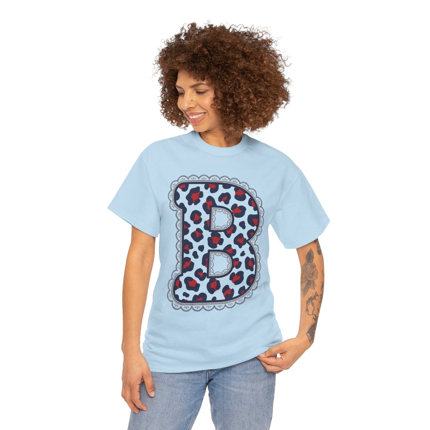 Leopard Print "B" Gildan Tee