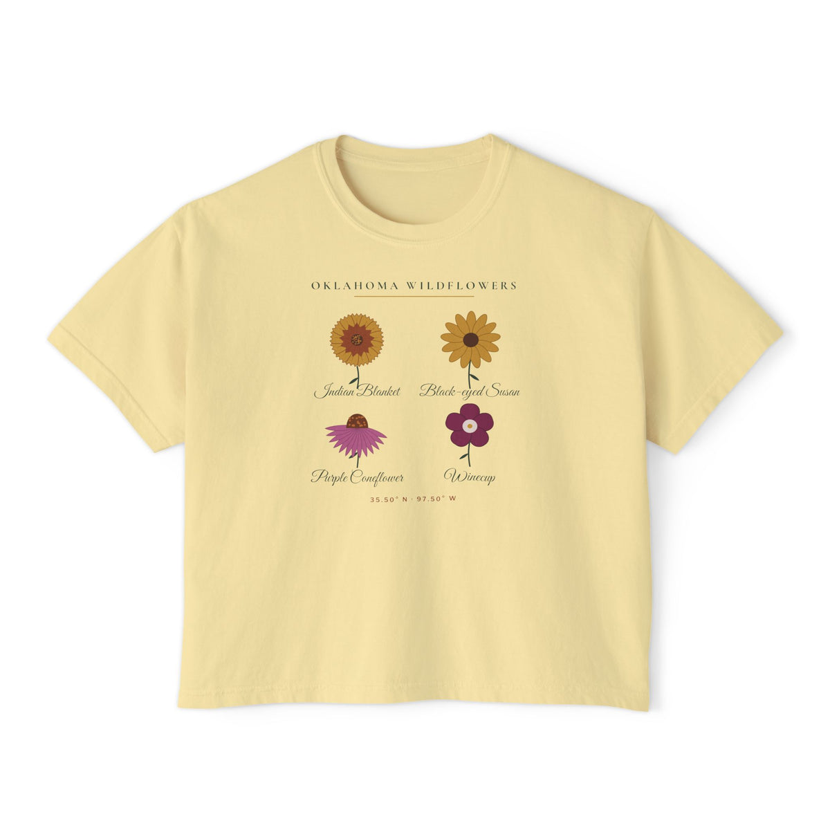 Oklahoma Wildflower Field Guide Boxy Comfort Colors Tee