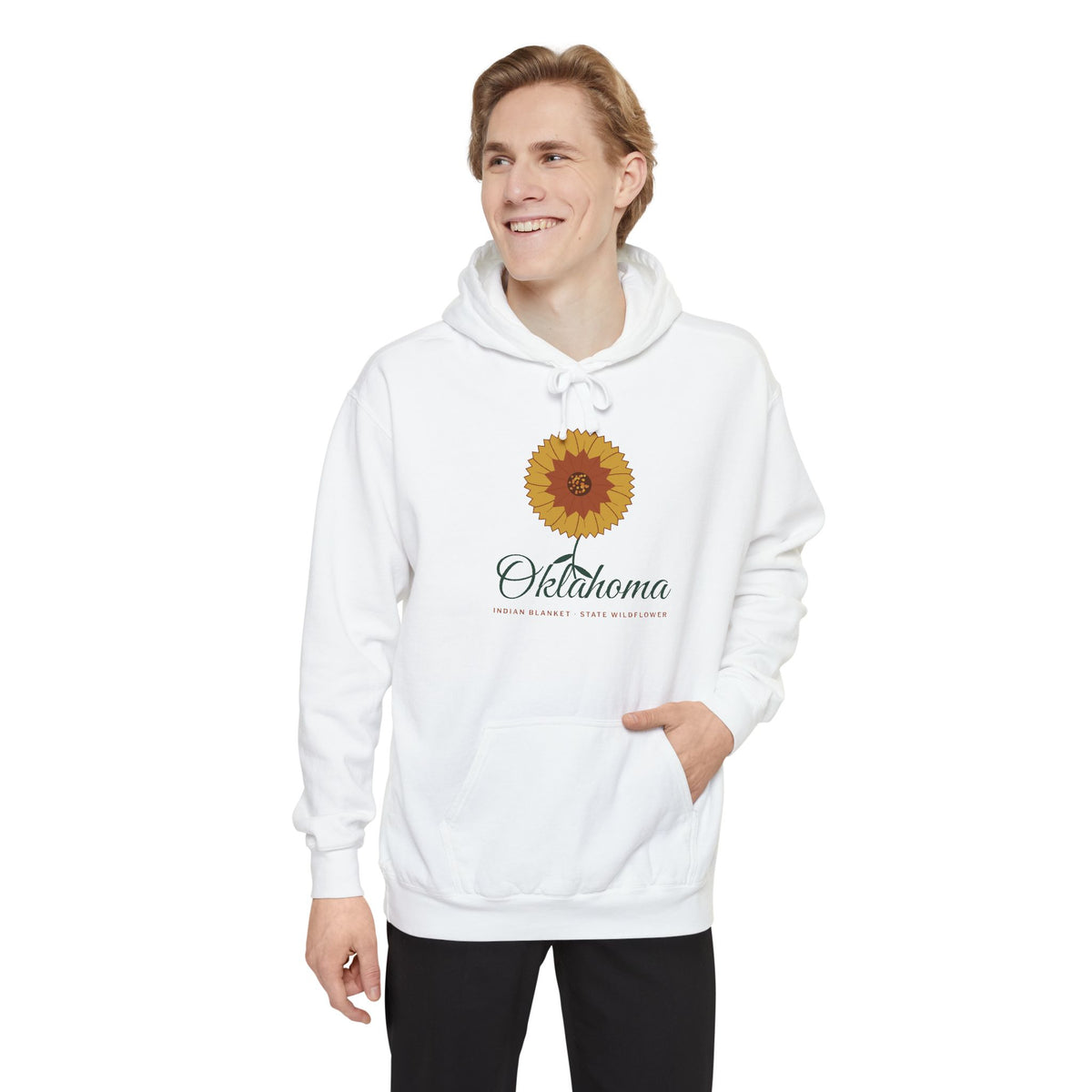 Indian Blanket Garden Script Oklahoma Hoodie | Comfort Colors