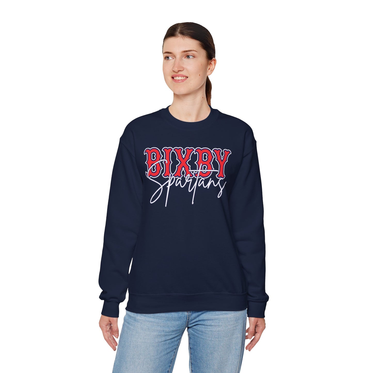 Bixby Spartans Cursive Print Gildan Sweatshirt