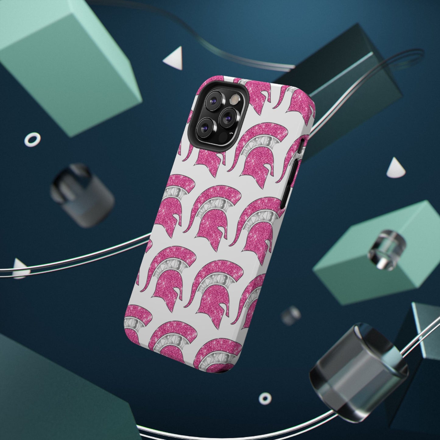 Bixby Spartan Pink Bling Logo Impact Resistant iPhone Case