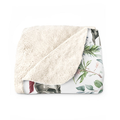 Spartan Christmas Floral Sherpa Fleece Blanket