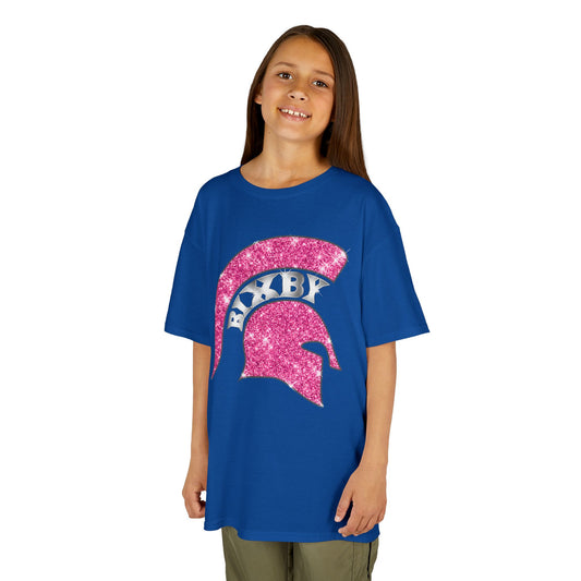 Bixby Spartan Pink Helmet Bling Youth Gildan Tee