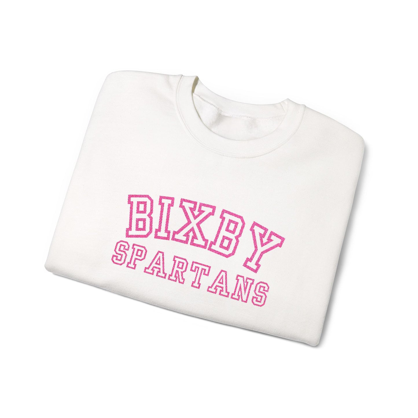 Bixby Spartans Embroidered Pink Font Gildan Sweatshirt
