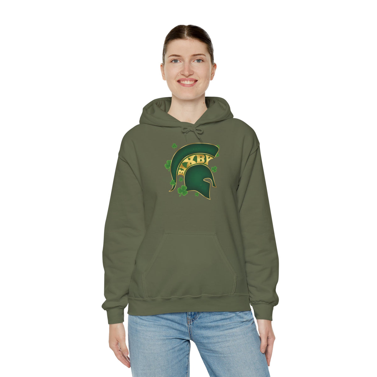 St. Patty's Good Luck Spartan Helmet Adult Gildan Hoodie