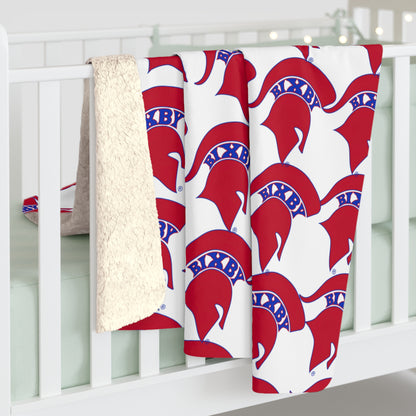 Spartan Red Small Pattern Logo Comfy Sherpa Fleece Blanket