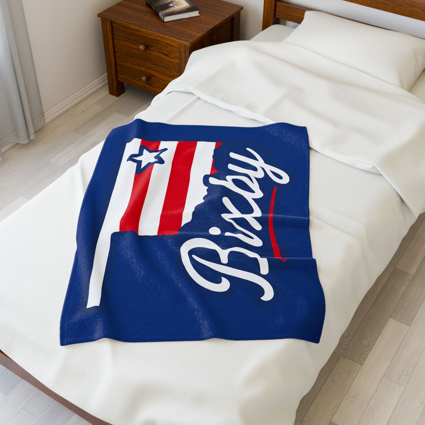 Bixby OK Red White & Blue Velveteen Plush Blanket