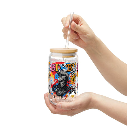 Spartans Chaos Graffiti Sipper Glass, 16oz