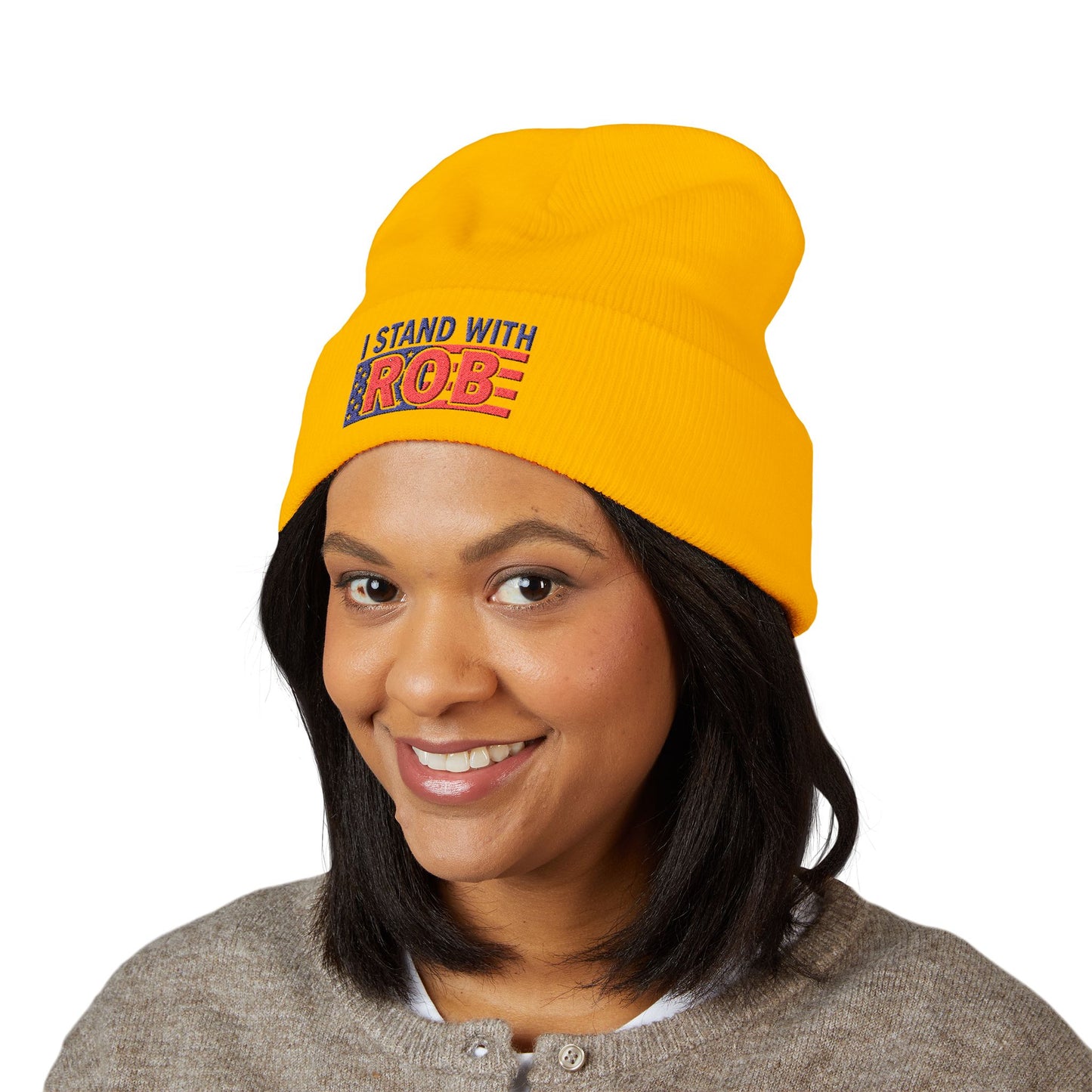 Patriotic Flag - I Stand With Rob Embroidered Beanie