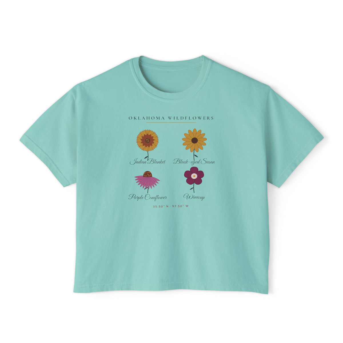 Oklahoma Wildflower Field Guide Boxy Comfort Colors Tee