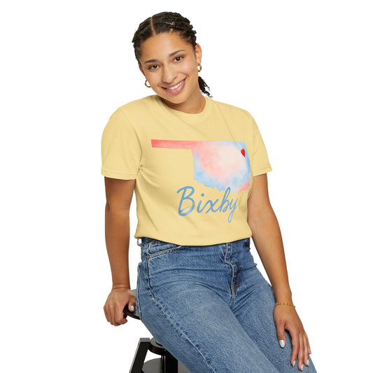 Bixby OK Watercolor Heart Comfort Colors Tee