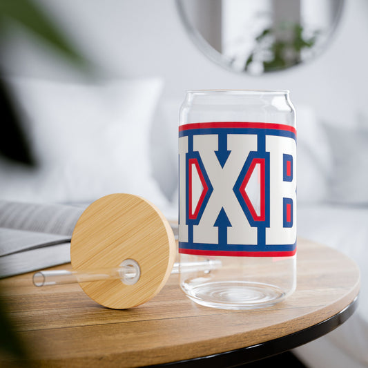 Bixby Athletic Letter Sipper Glass, 16oz