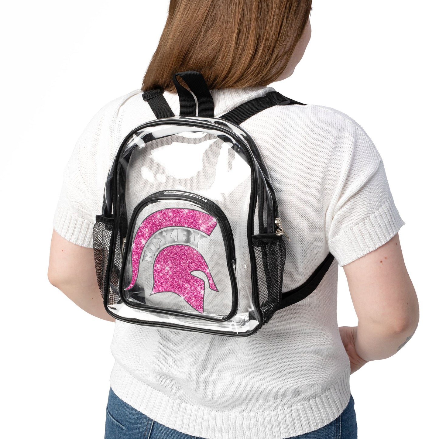 Spartan Pink Bling Logo Clear Event Backpack