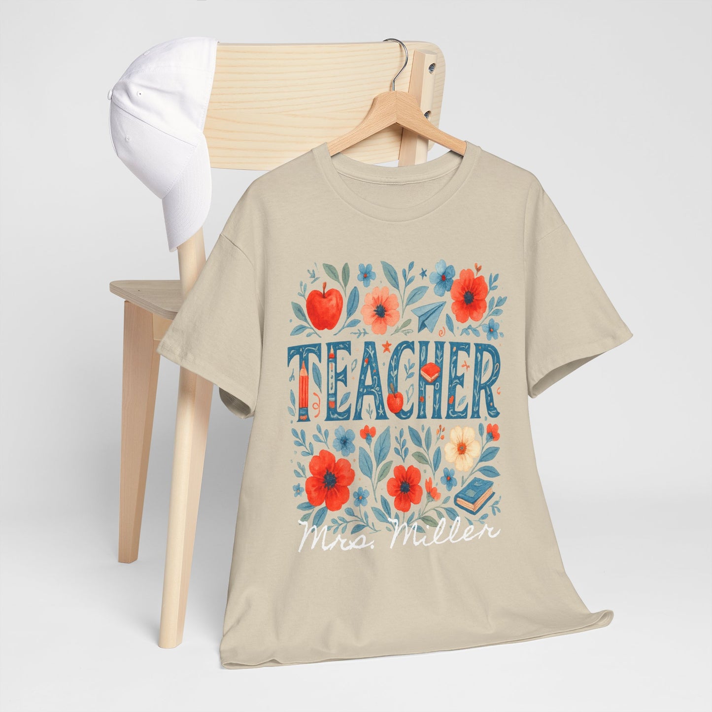 Floral Personalized Teacher Spartan Gildan Tee