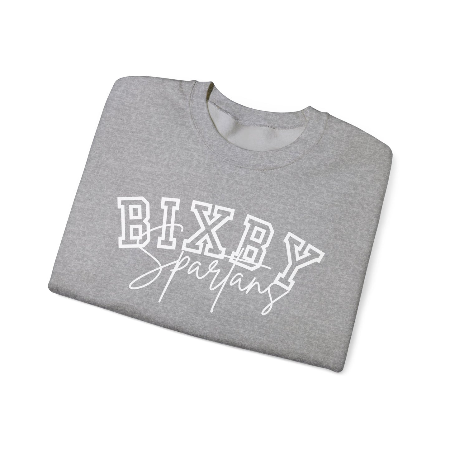 Bixby Spartans White Print Gildan Sweatshirt