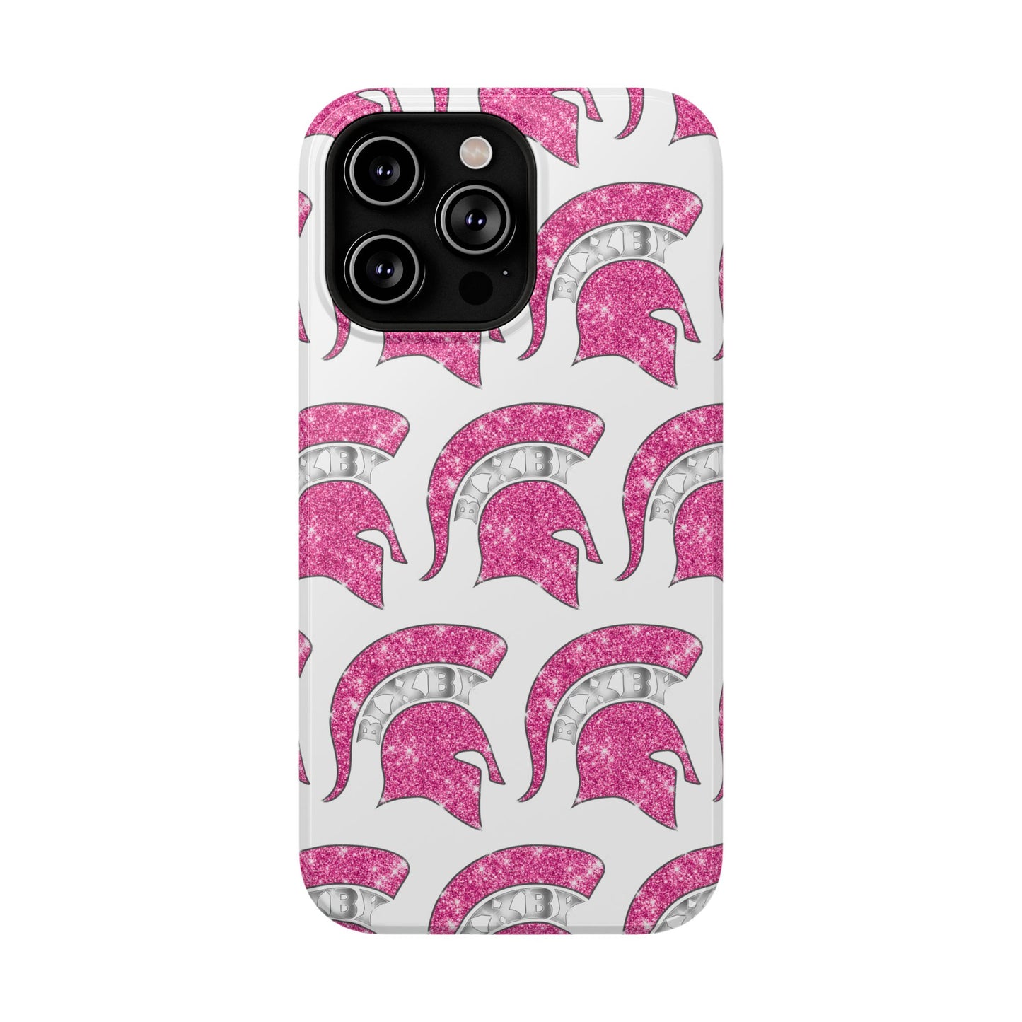 Bixby Spartan Pink Bling Logo Impact Resistant iPhone Case