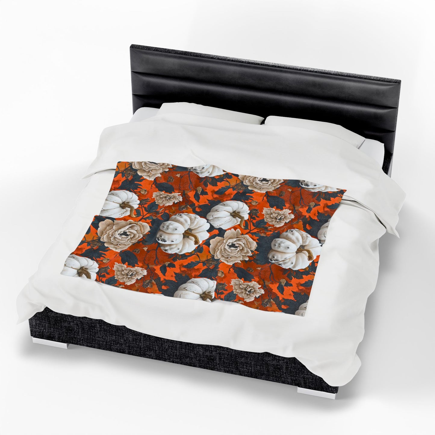 Pumpkin Floral Blast Velveteen Plush Blanket